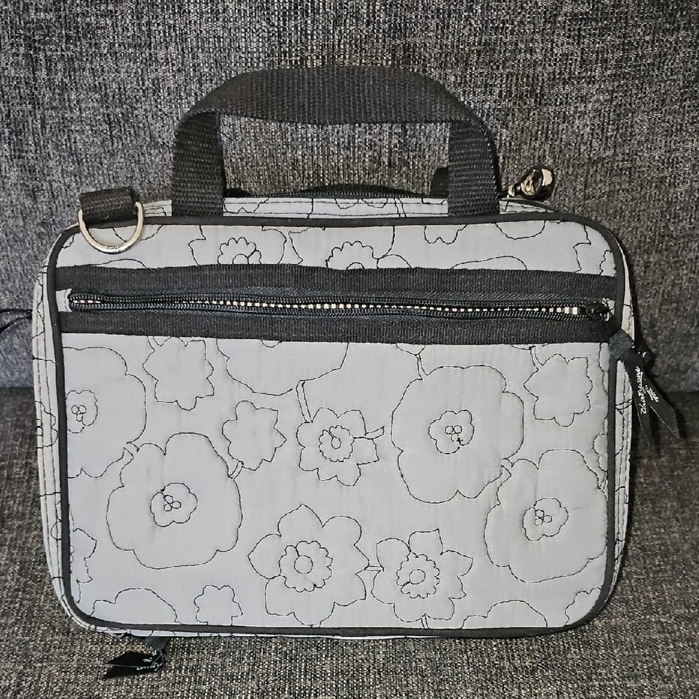 Floral Quilted Gray and Black Handbag